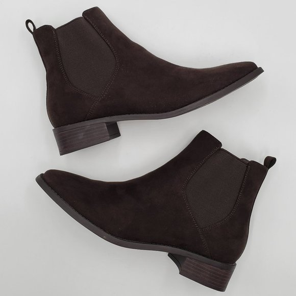 Ann Taylor LOFT Outlet Chelsea Chocolate Brown Suede-like Bootie - Picture 9 of 15
